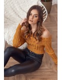 Short blouse with bare shoulders, mustard MP32763 - Online store - Boutique